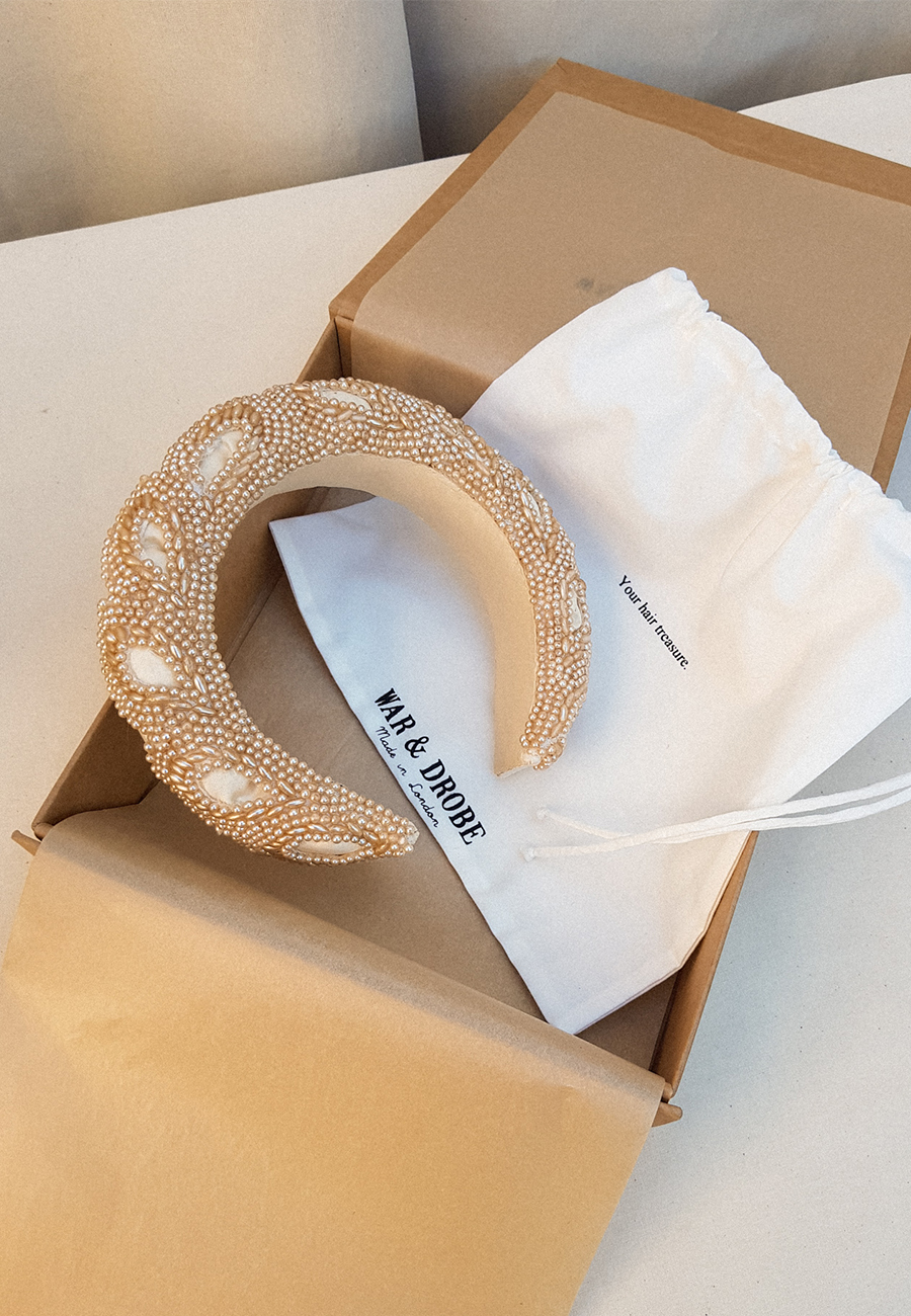 Cream Pearls Vintage Headband