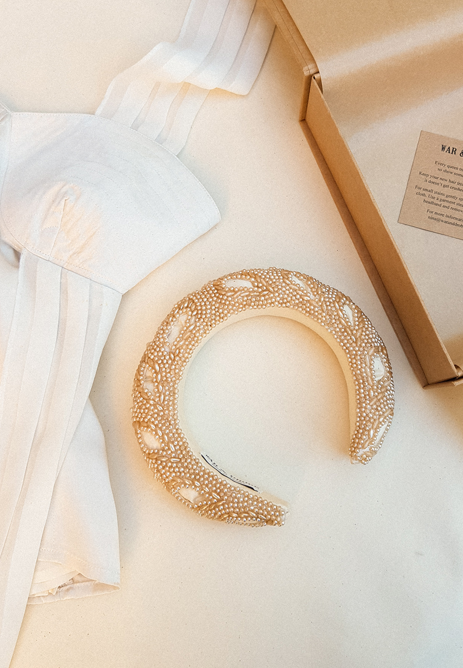 Cream Pearls Vintage Headband