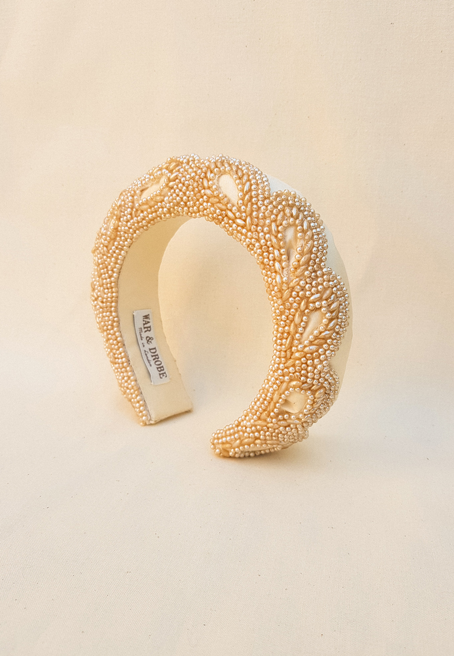 Cream Pearls Vintage Headband