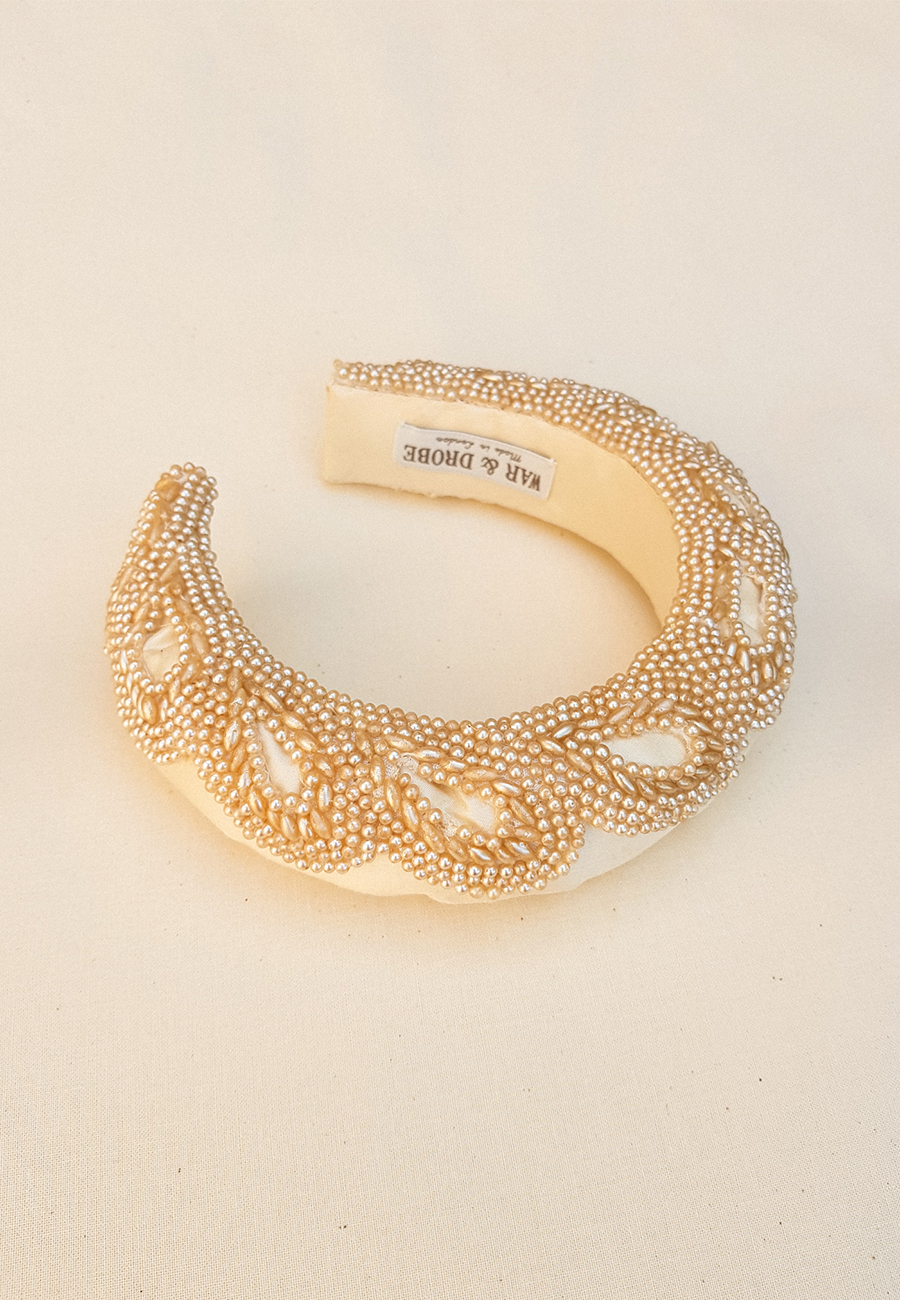 Cream Pearls Vintage Headband