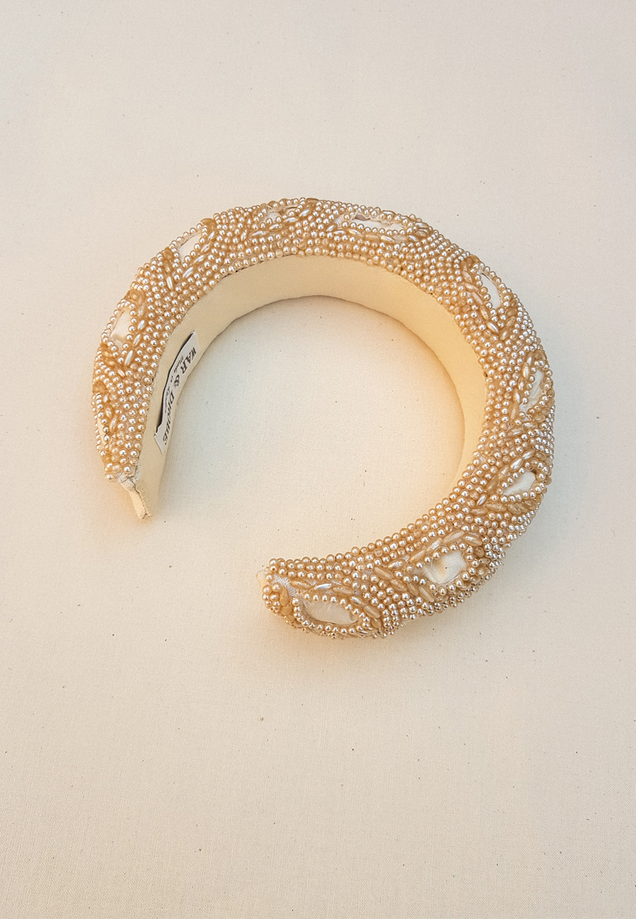 Cream Pearls Vintage Headband